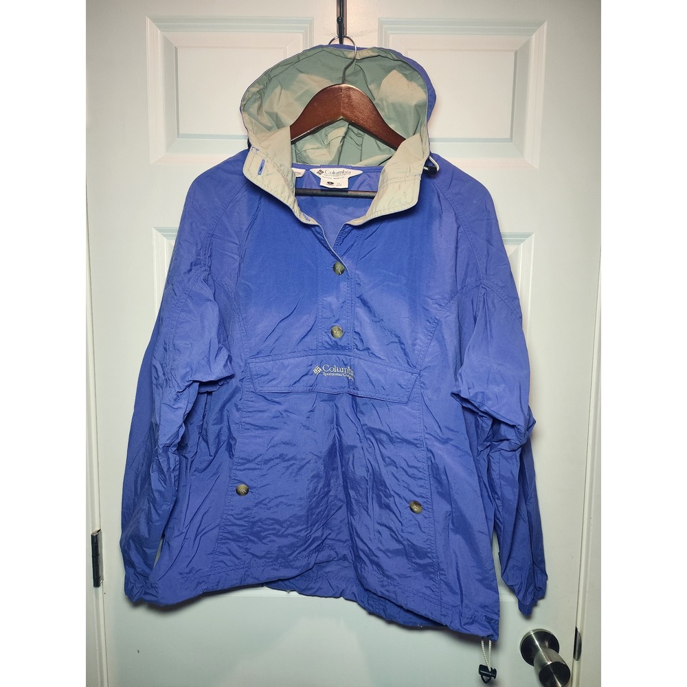 Vintage Columbia Sportswear Women Blue Anorak Windbreaker Pullover Jacket Large
